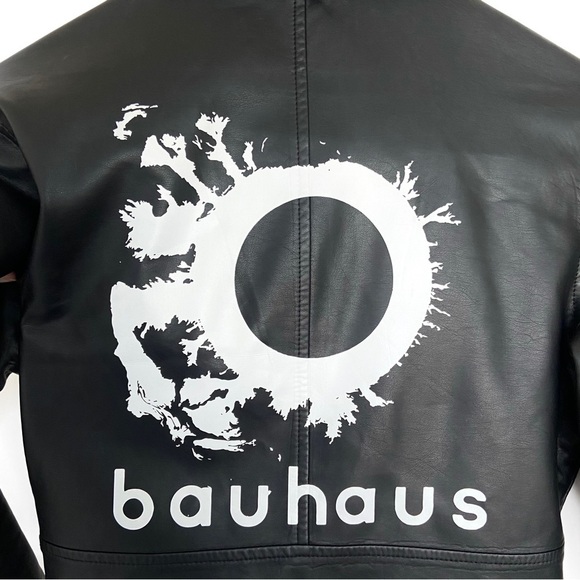 VINTAGE: BAUHAUS x NASTY GAL Cropped Faux Leather Moto Jacket (Limited Edition) - Picture 6 of 12